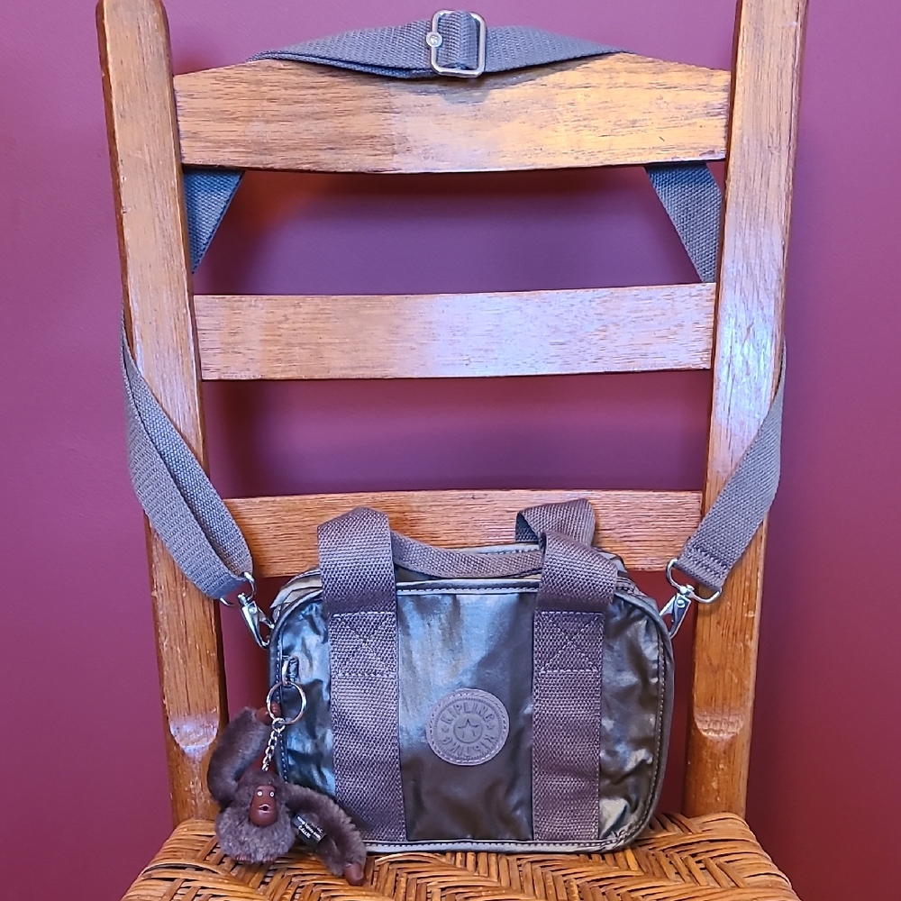 Kipling Gray Metallic Messenger Bag